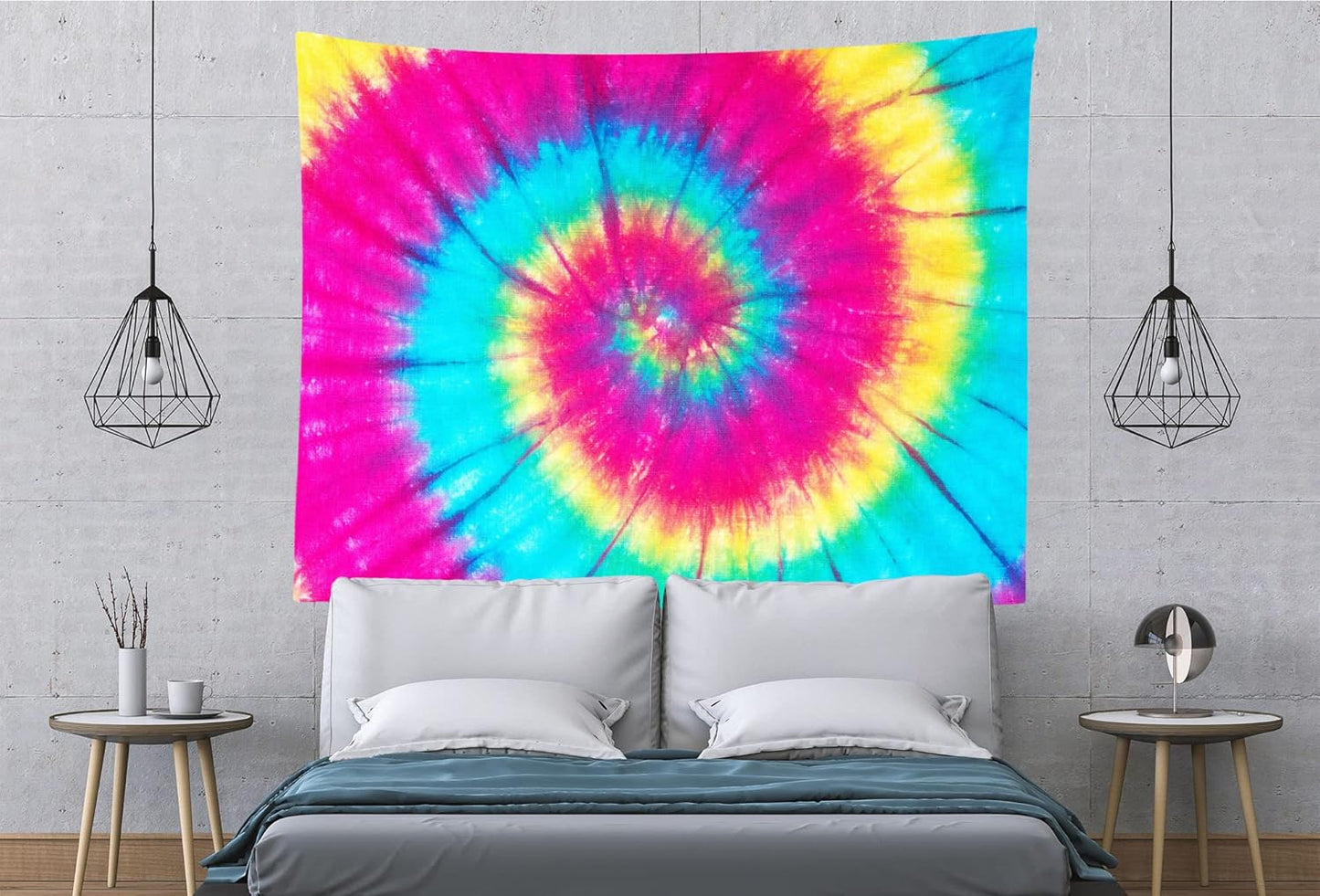 BELECO Tie Dye Tapestry Fabric Wall Hanging 92x70 Inch Groovy Sign Rainbow Tapestry Backdrop Colorful Spiral Tie Dye Party Decorations Tie Dye Art Tapestries for Bedroom Living Room Dorm Decor