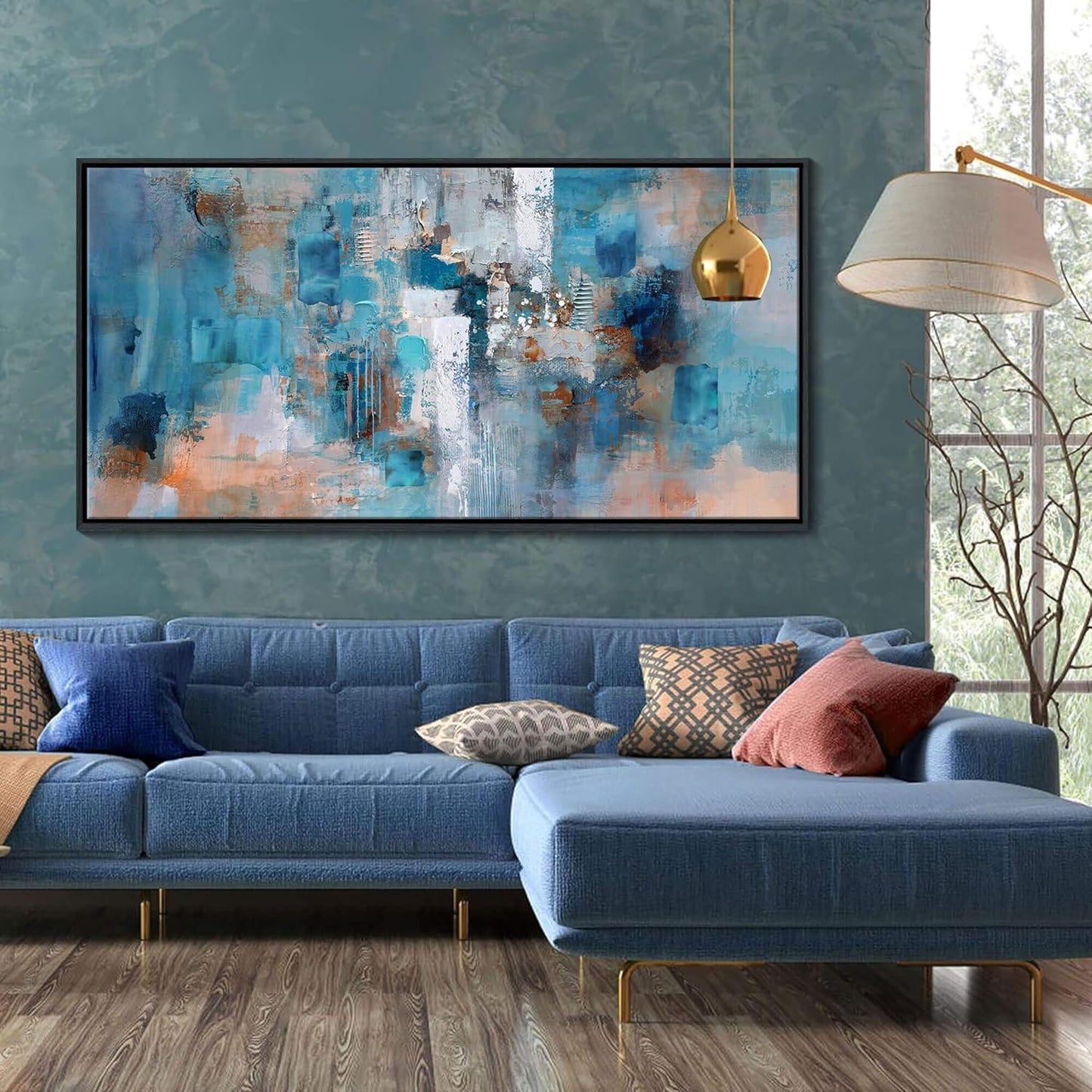 Framed Wall Art for Bedroom Large Abstract Wall Art Wall Pictures for Living Room Canvas Wall Art for Living Room Bathroom Decor 24x48 Inches