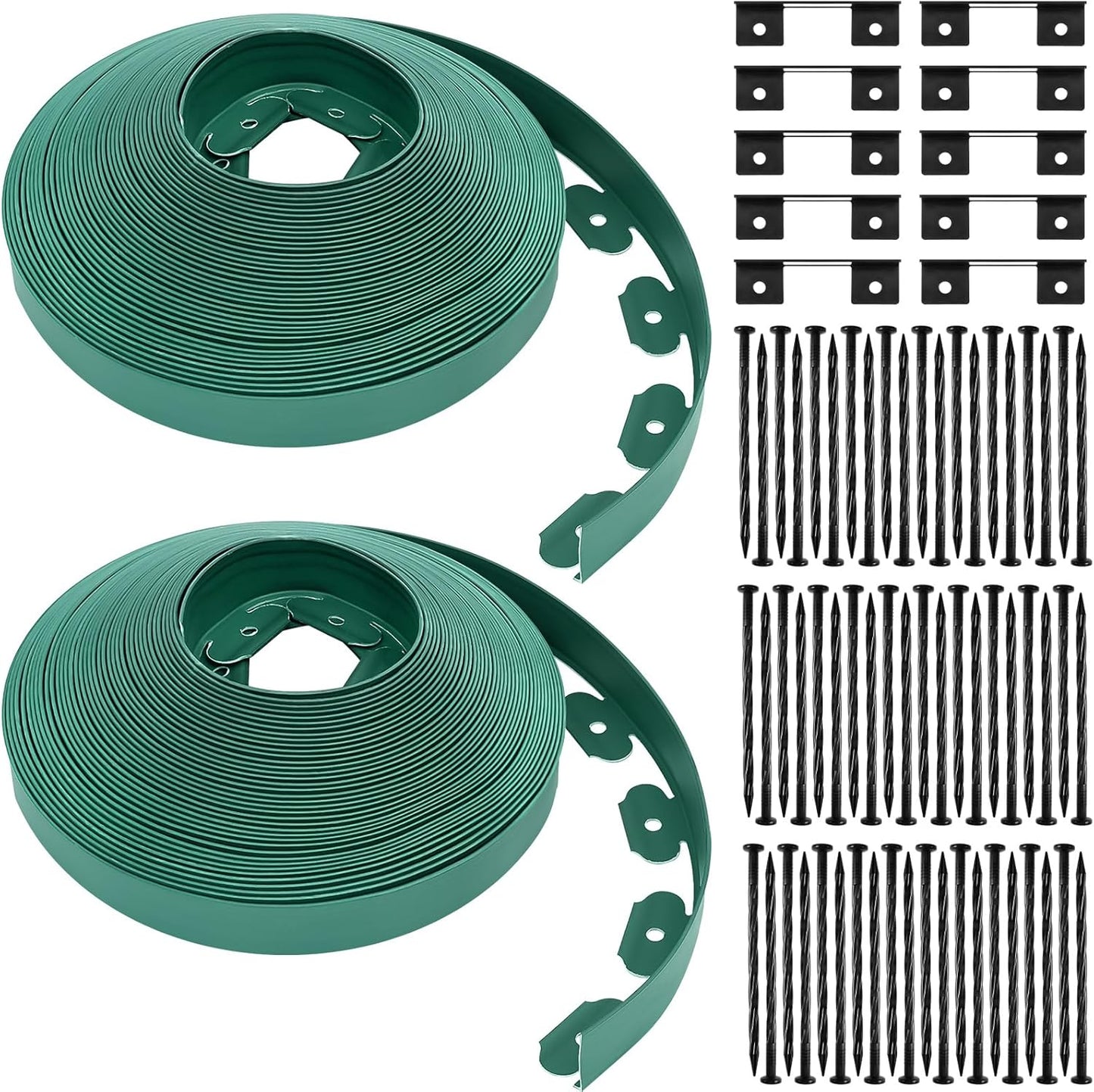 Sasylvia 1.5'' x 200' Landscape Edging Kit Edging Border Coil Include Anchoring Spikes 10 Connectors Plastic Garden Border for Lawn Garden Grass Yard Home(Green)