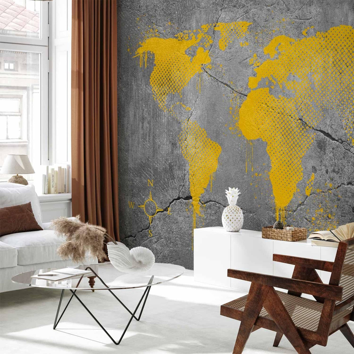 artgeist Wall Mural World Map 138x101 in - XXL Non-Woven Wallpaper Fleece Wall Decor Photo Print Picture Image Design Map of The World k-A-0494-a-a