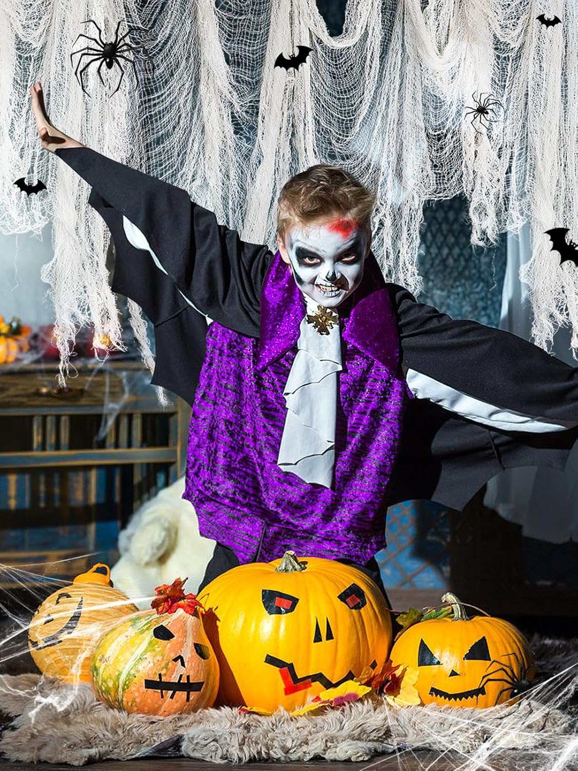 Biubee 5Pcs Halloween White Creepy Cloth- Spooky Gauze Fabric Cloth for Haunted Horror House Halloween Party Doorway Outdoors Decoration (30" ×72")