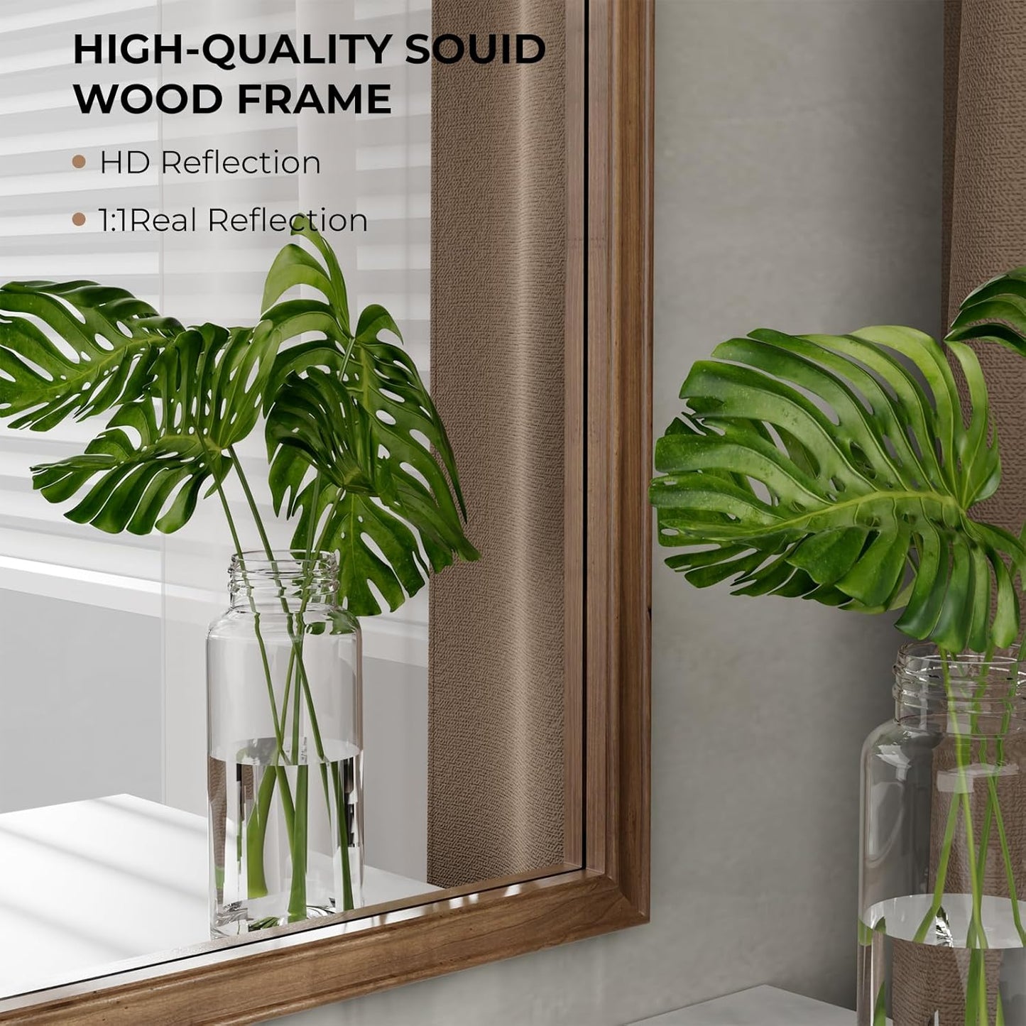 WallBeyond Wood Bathroom Mirrors for Wall Mounted, 20" x 30" Rustic Wood Frame Wall Mirrors Decorative for Living Room or Bedroom Vanity Mirror (Walnut)