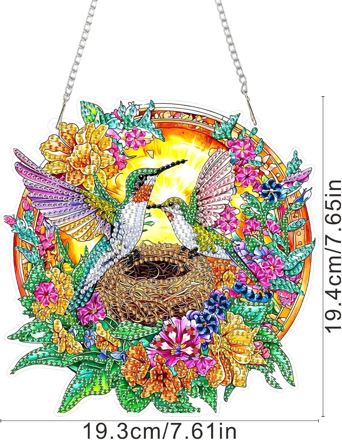 SENQAO Hummingbird Diamond Art Hanging Kit for Adult, Special Shaped Rhinestone, Double Sided DIY Acrylic Diamond Art Painting Window Pendants Home Garden Wall Hanging Kits Hanging Ornament