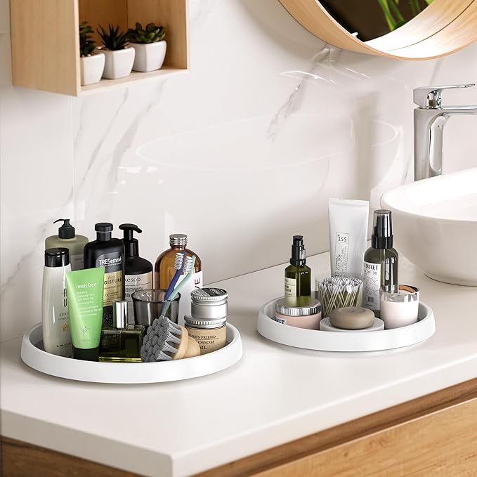 Simple Houseware Lazy Susan Spice Organizer Rotating Tray, 4-Pack (2 Medium 10'', 2 Large 12'')