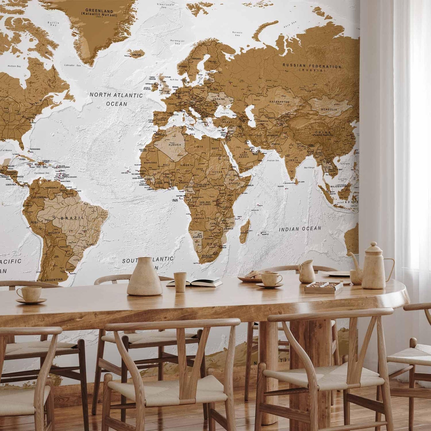 artgeist Wall Mural World Map 193x110 in - XXL Peel and Stick Self-Adhesive Foil Wall Mural Removable Sticker Premium Print Picture Image Design Home Decork-A-0093-x-a