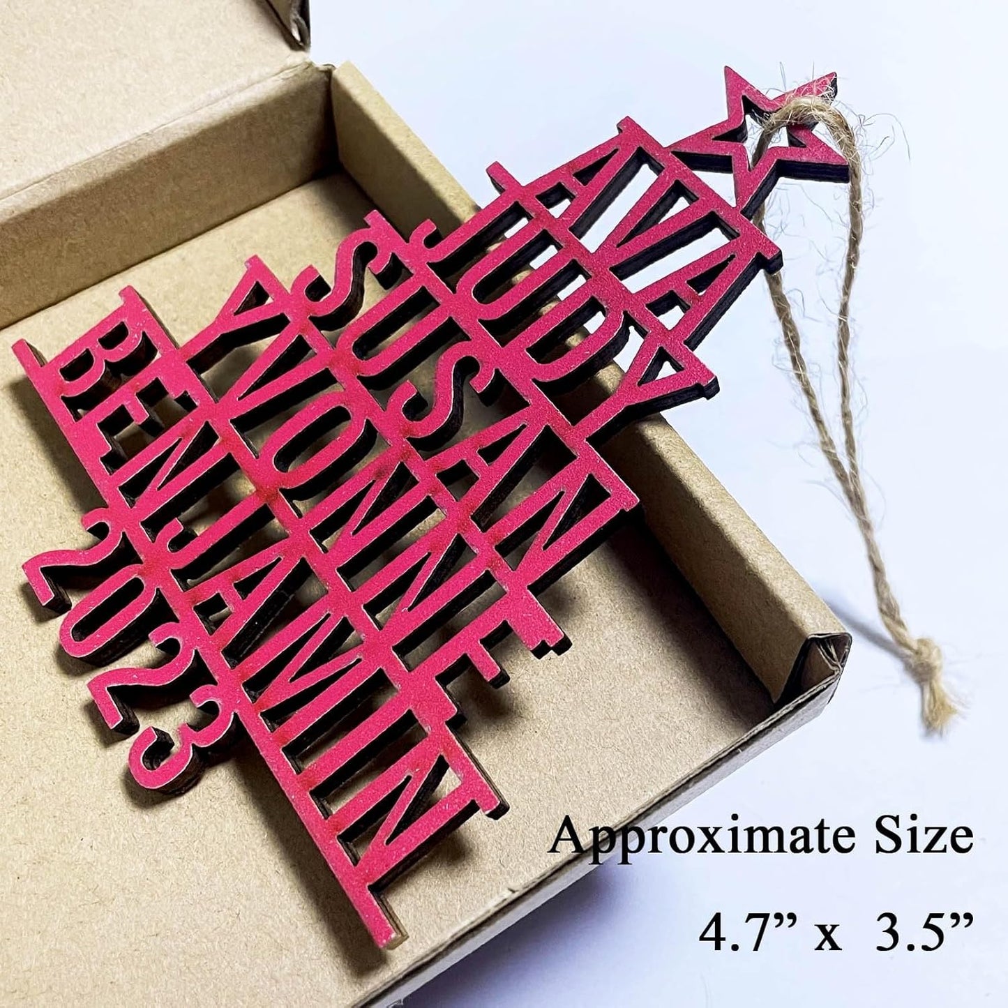 2025 Personalized Christmas Ornaments Family of 2/3/4/5/6/7/8,Custom Christmas Tree Ornaments Deorations with Names,Customized Xmas Ornament Tree Deorations,Personalized Wooden Ornament Gifts