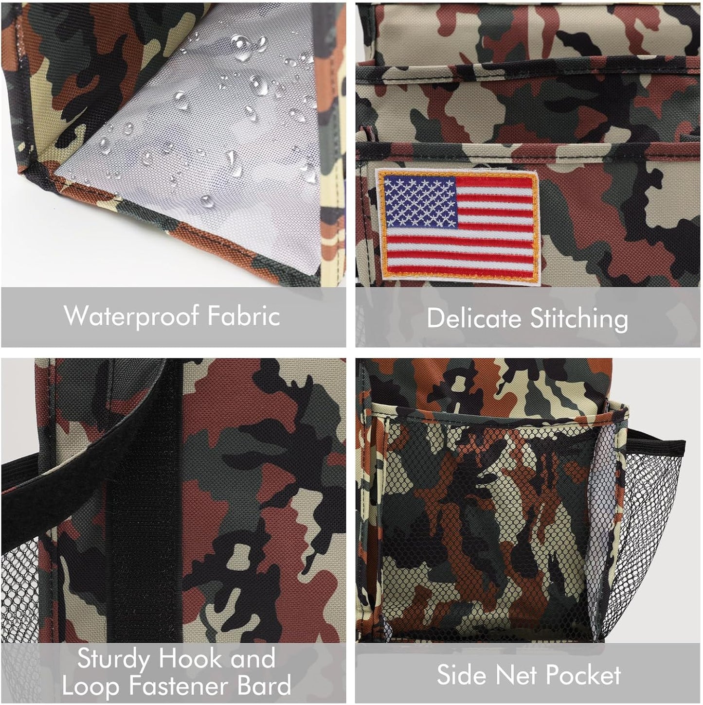 Surblue Bedside Caddy Hanging Organizer Storage Bag Pocket for Bunk, Hospital, College Dorm Rooms, Baby Bed Rails, Camp - 8 Pockets (Large, Jungle)