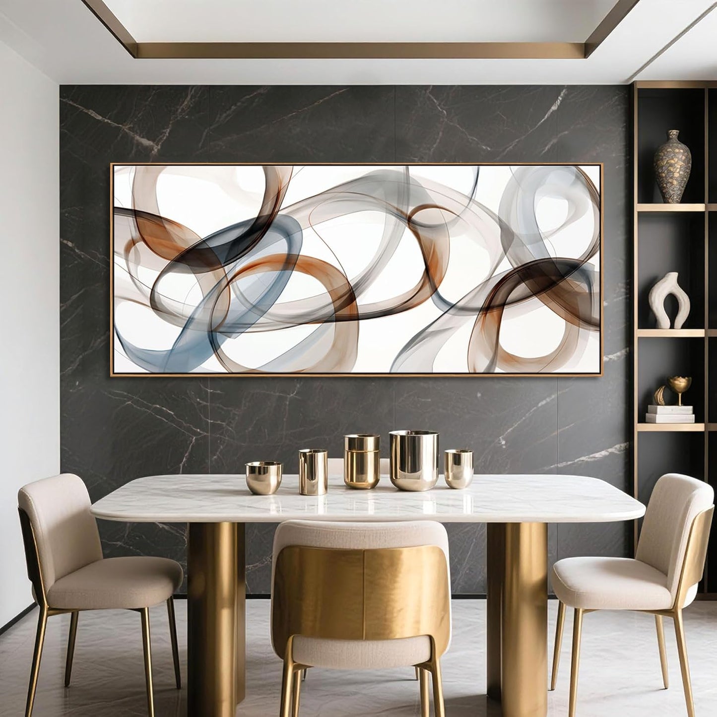 Large Modern Wall Art - Framed Canvas Wall Art Abstract Wall Decor for Living Room - Minimalist Style Artwork Decorations Wooden Frames for Canvas Paintings