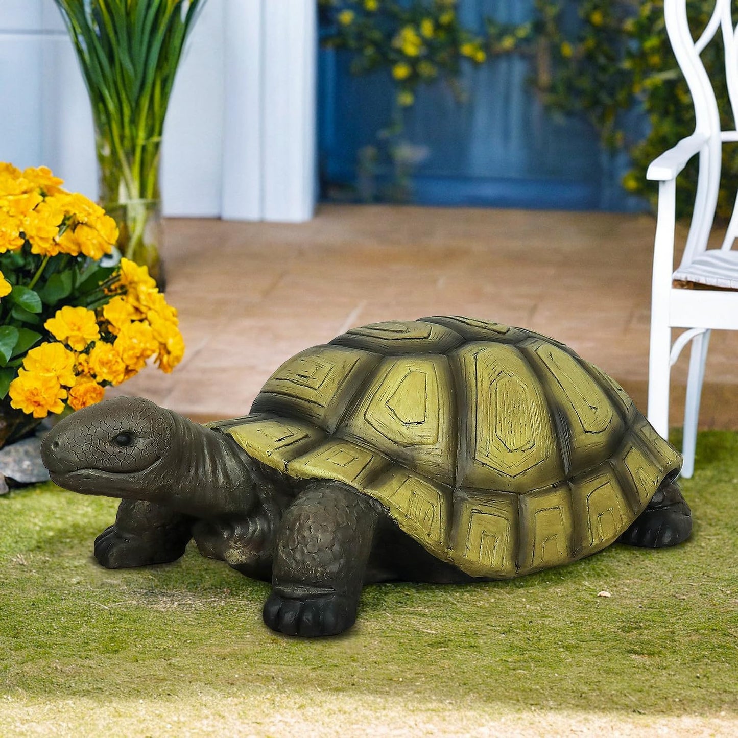 SKYFIRE Turtle Statues for Garden - 34.2” x 18.1” x 11.4” Fiber Reinforced Concrete Figurine Statue, Garden Sculptures & Statues Decor for Outdoors, Lawn, Yard - Outdoor Ornaments Gardening Gifts