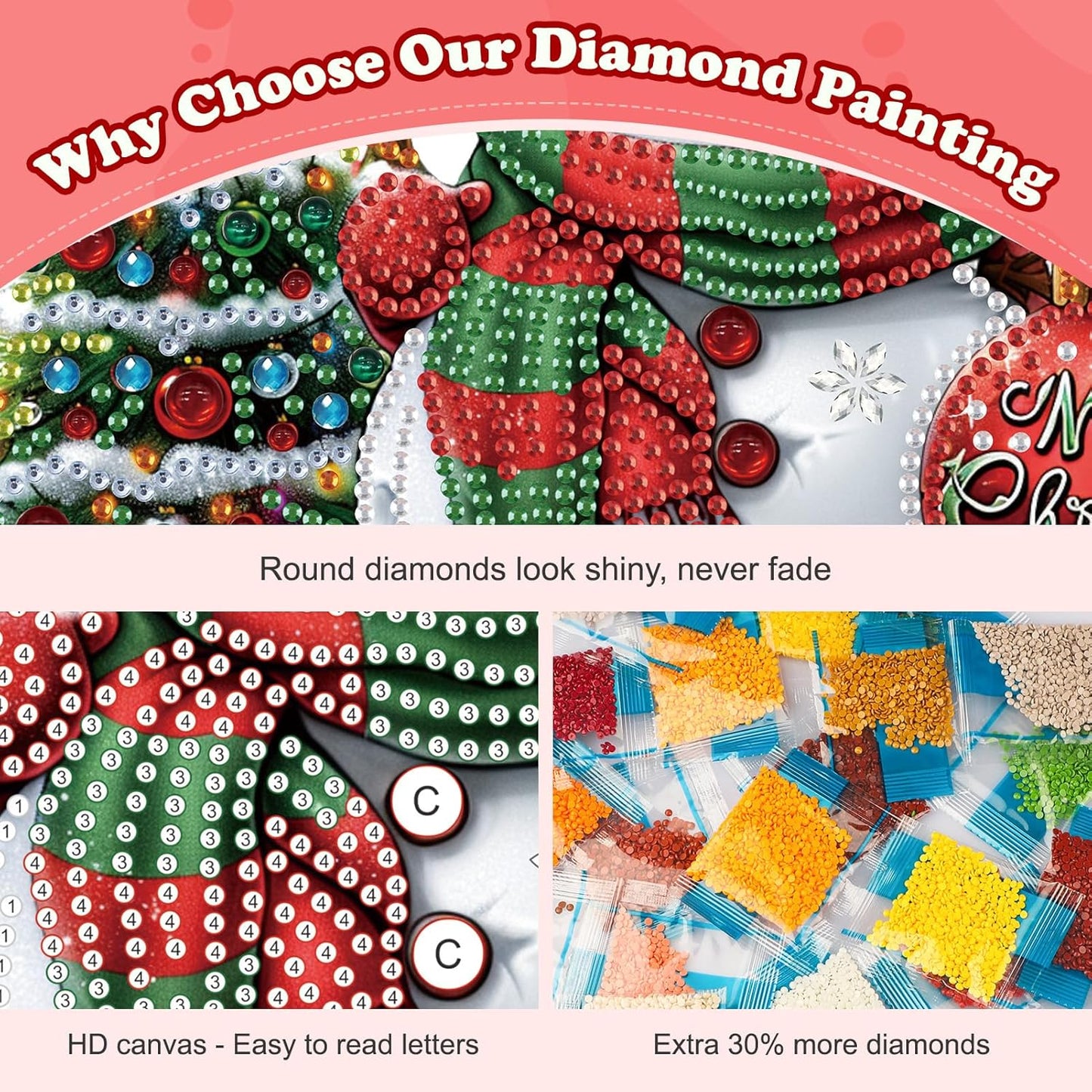 Diamond Art Kits for Adults, Christmas Snowman, Special Shaped Rhinestone Diamond Art Christmas Ornaments, Cute Snowman, DIY Diamond Art Painting Desktop Ornament Gem Art Crafts for Adults Home Decor