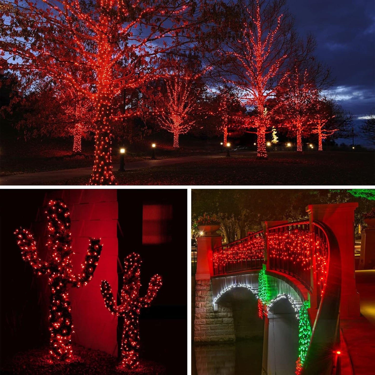 Solar String Lights Outdoor, 2-Pack Total 80FT 200 LED Solar Christmas Twinkle Lights Outside Waterproof Copper Wire 8 Modes Solar Fairy Lights for Garden Tree Party Birthday Christmas Decor (Red)