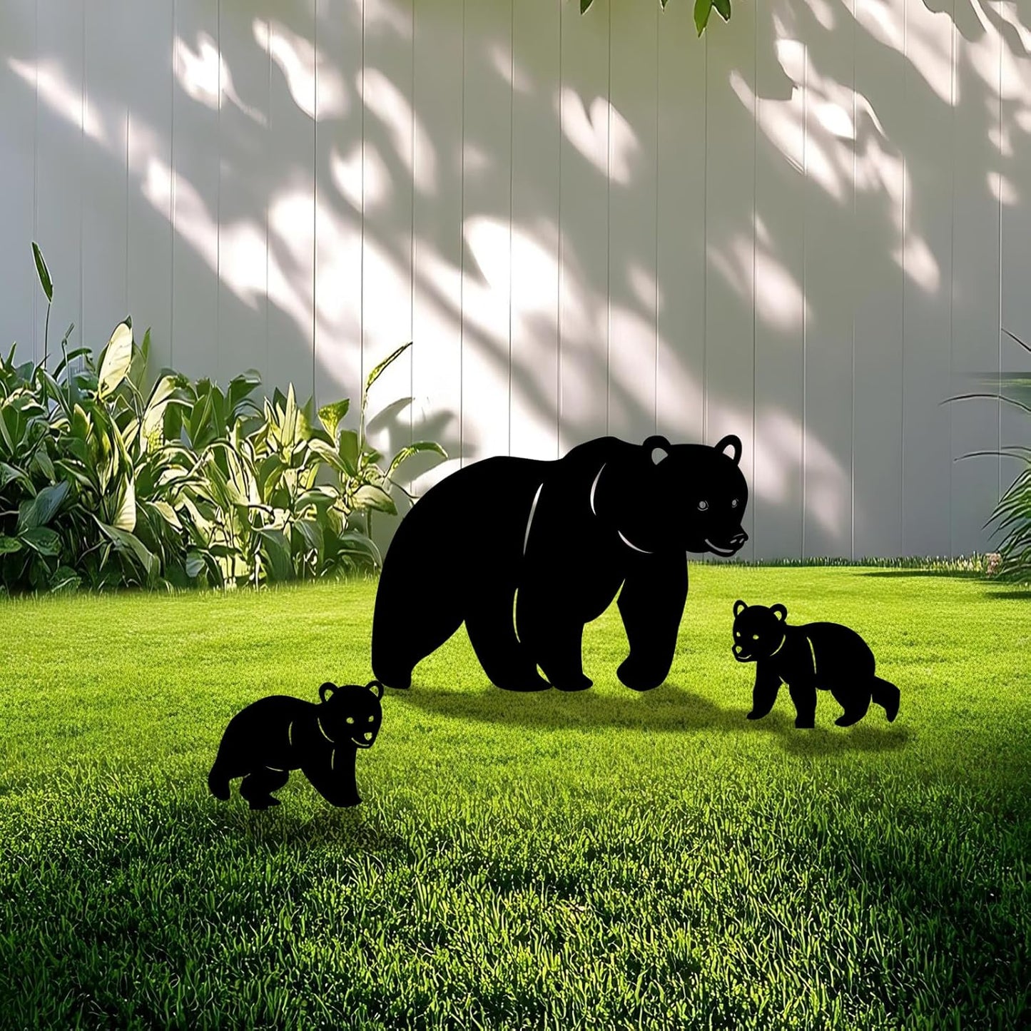 3 Pack Bear Metal Garden Decorative Stakes, Weather Proof Silhouette Statues for Yard, Patio,Outdoor Decor for Bear Lovers and Pet Owners