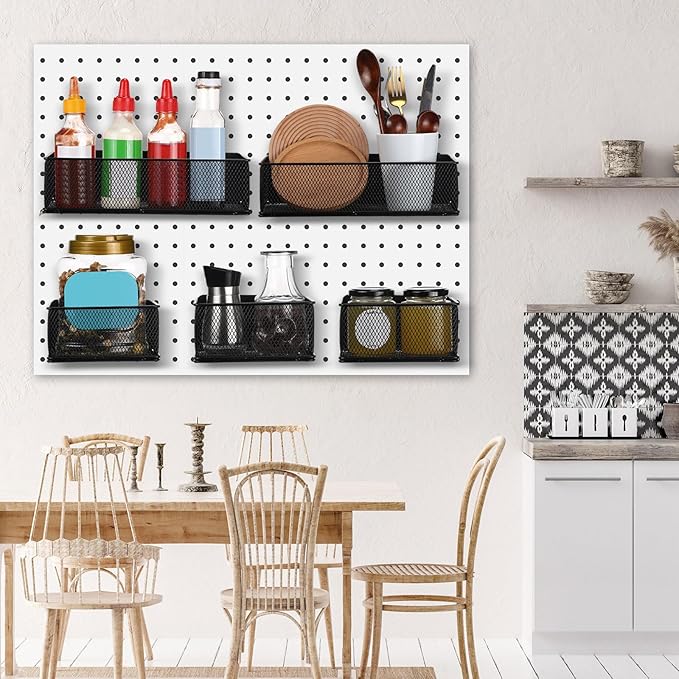 Tioncy 4 Pcs Magnetic Storage Bin Magnetic Locker Organizer for Pegboard Refrigerator Shelves Basket Container Wire Storage Holder for Kitchen Home Whiteboard(Black,10.6''l, 6.2''l)