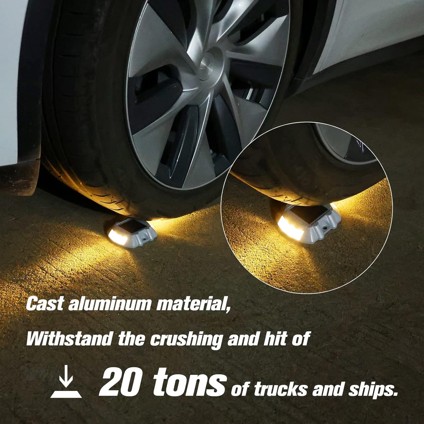 Solar Deck Lights Driveway Dock Lights, VOLISUN 8-Pack Led IP67 Waterproof Outdoor Warning Step Lights for Driveway Sidewalk Garden Pathway Yard(Warm White)