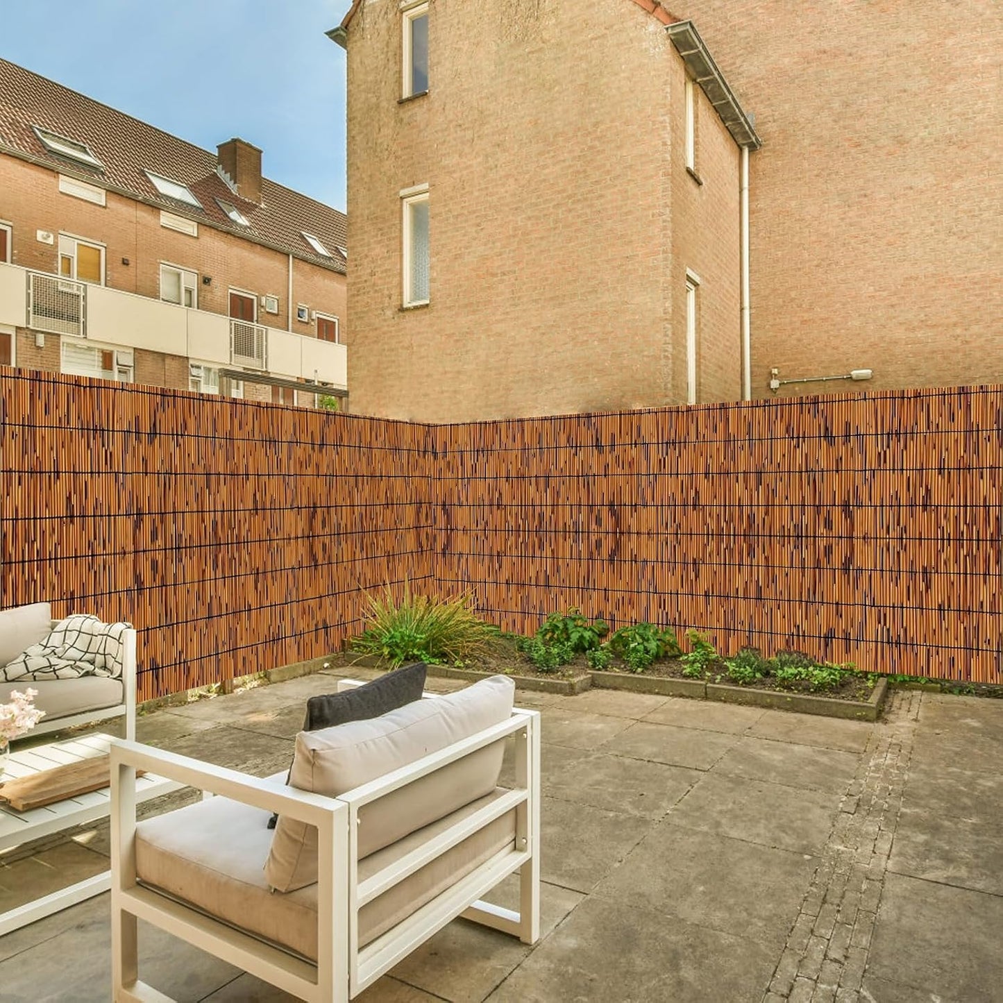 Bamboo Reed Fencing, Light Russet Bamboo Fence Rolls 3 Feet High, Decorative Reed Curtains Privacy Screen Outdoor for Patio Garden Balcony Backyard, 3 x 16 FT (2 Pcs)