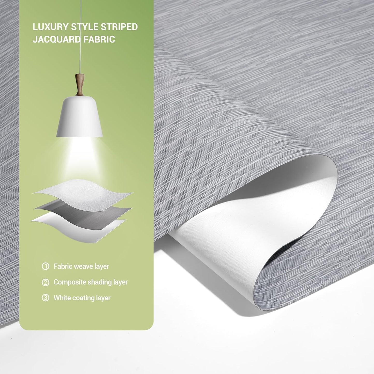 Blackout Roller Shades for Indoor Windows, Cordless Jacquard Fabric-Matched Roller Blinds, Easy to Install Privacy UV Protection Roll Up Blinds for Home Office, Grey, 23" W x 72" H