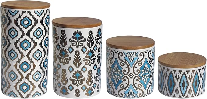 American Atelier Ceramic Canister Set (4 Piece), Blue/Gold