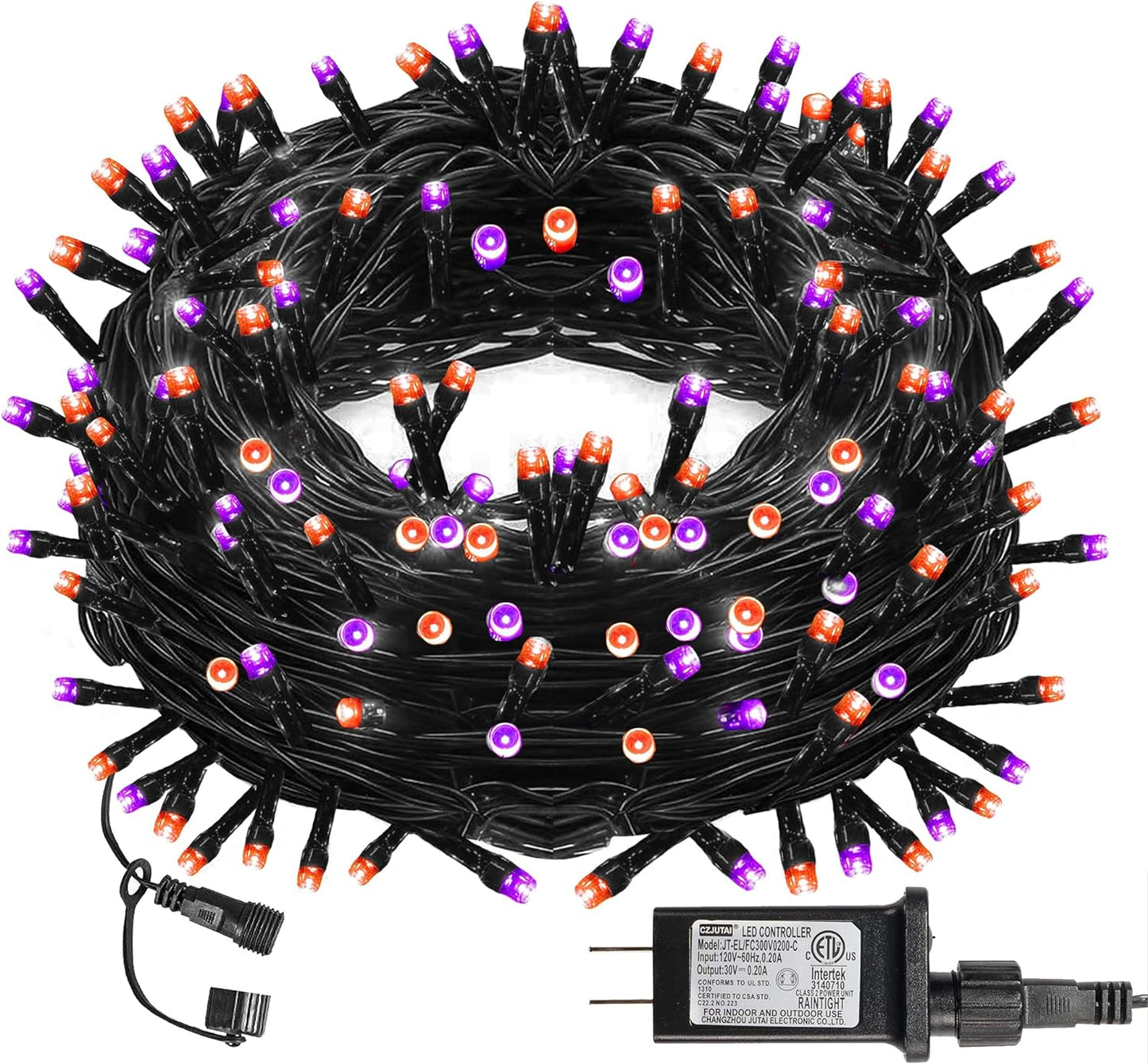 Dazzle Bright Halloween String Lights, 66FT 200 LED Connectable Black Wire 8 Modes String Lights, Waterproof Christmas Decorations for Indoor Outdoor Patio Party Holiday, Purple & Orange