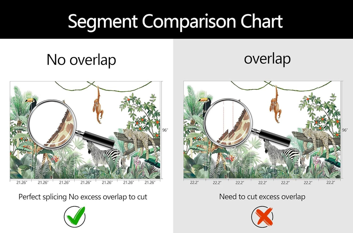 WFBHUA-Kids Safari Wallpaper Tropical Jungle Botanical Leaf Wall Mural for Nursery Boys Bedroom Girls Bedroom Playroom (Not Peel and Stick)