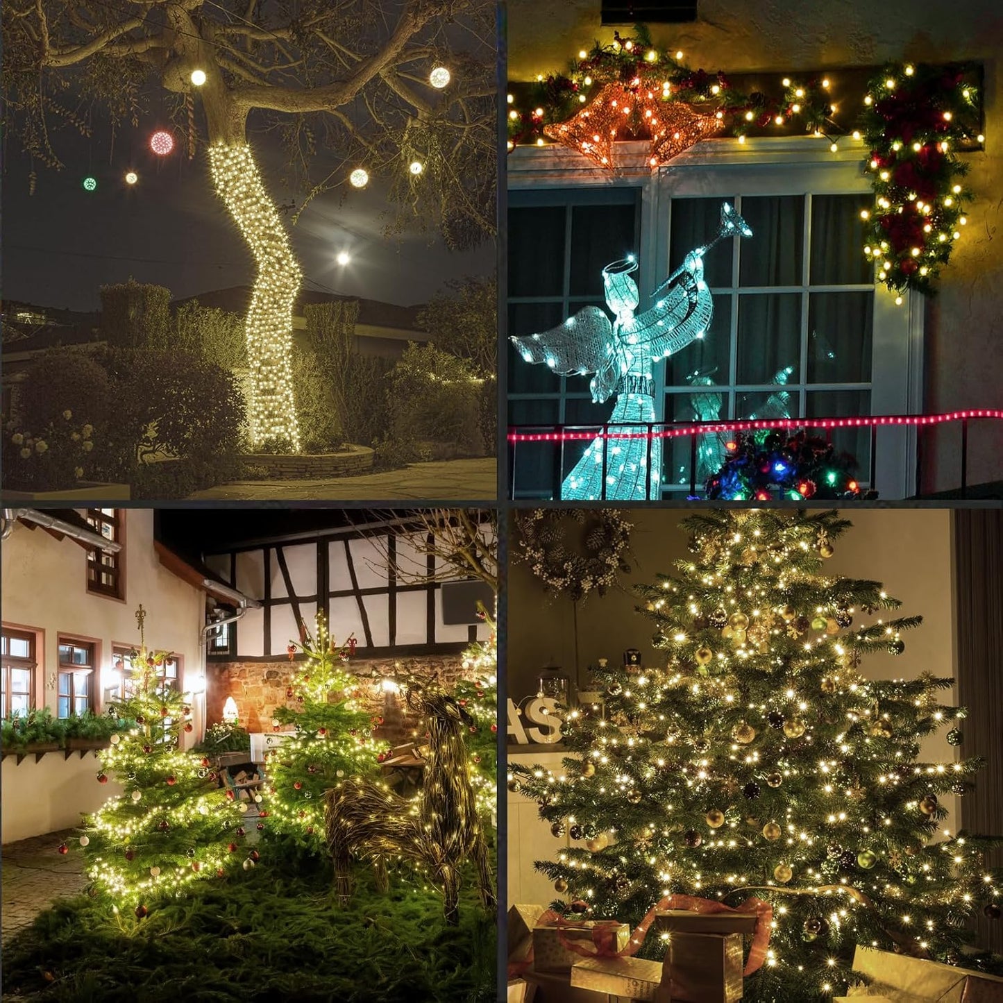 1200LED (24pk of 50L) String Lights,Twinkle, LED Christmas Lights, 6" SPACING,Green Wire,Warm White