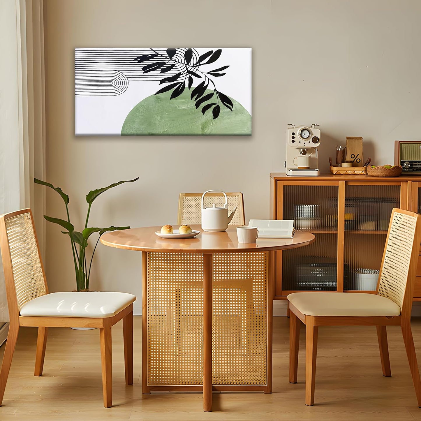 TAIJXAGSG Abstract Boho Green Wall Art Modern Canvas Art Wall Decor Artwork Abstract Wall Decor Minimalist Canvas Painting Prints Picture For Bedroom Bathroom Office Wall Artwork 20"X40"