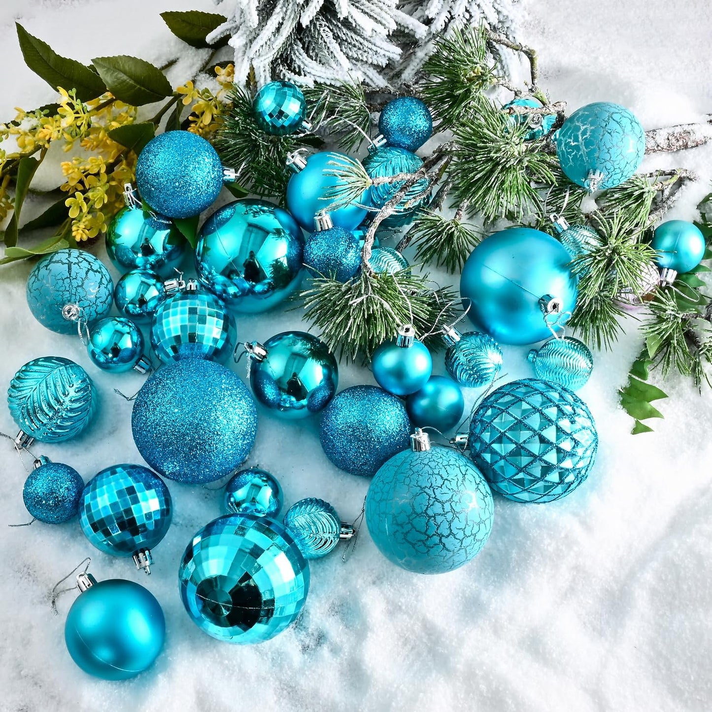 LANGXUN 36pcs Acid Blue Christmas Tree Decorations Balls, Bolas De Navidad, 2025 Christmas Decor, Indoor Outdoor Shatterproof Christmas Ornaments, Xmars Party Wedding Suppiles