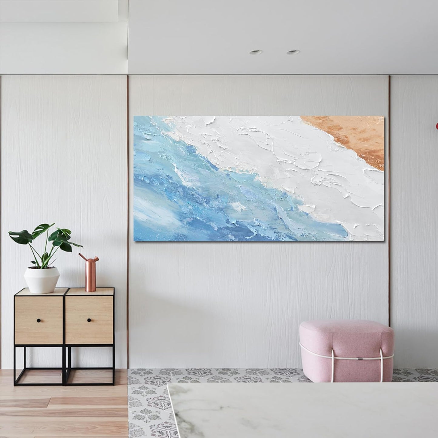 Abstract Canvas Wall Art Decor Wall Pictures for Living Room Art Work for Wall Decor Large Modern Abstract Wall Art Prints White Blue Wall Art Artwork for Walls Bedroom Office Wall Art Decor 24" X 48"