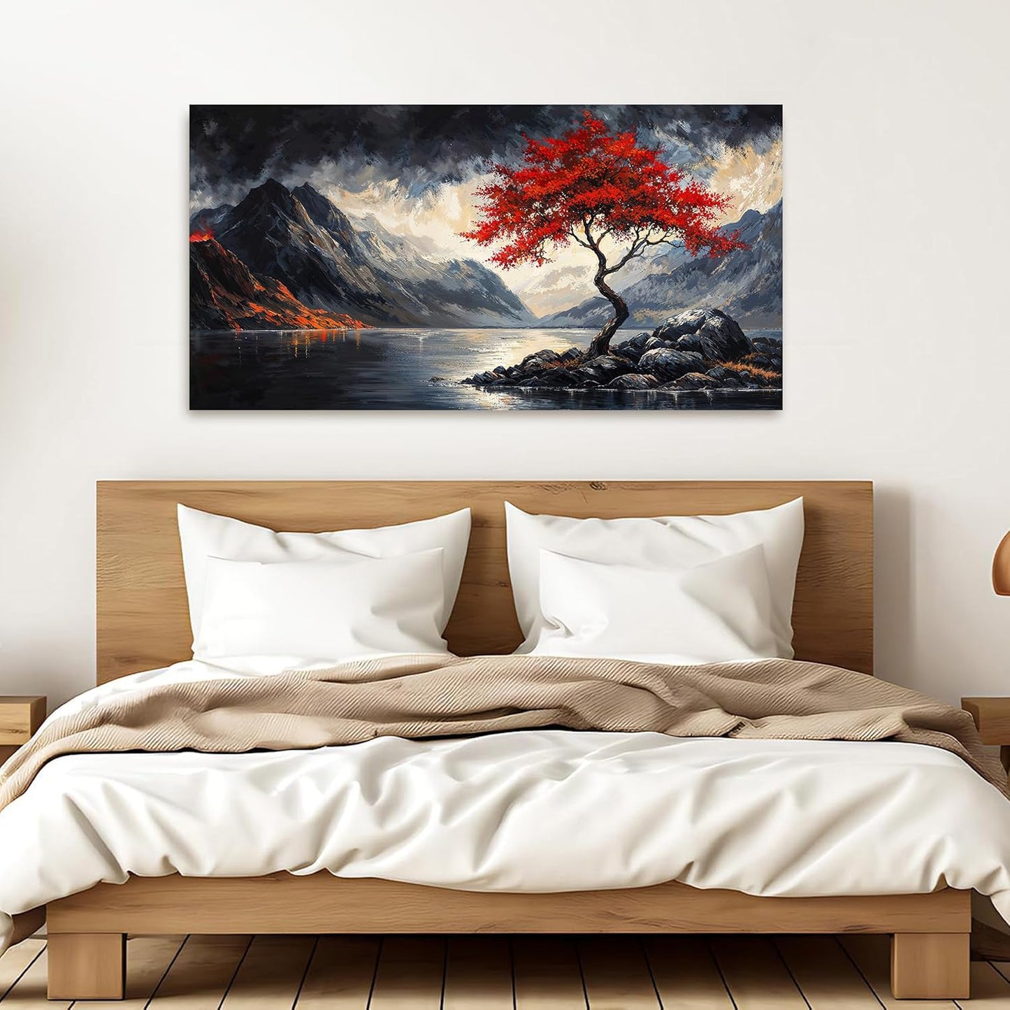 Canvas Wall Art Decor Wall Art Decorations for Living Room Black and White Vintage Wall Art Nature Landscape Wall Art Prints Art Work for Wall Decor Red Artwork for Walls Home Office Decor 20" X 40"