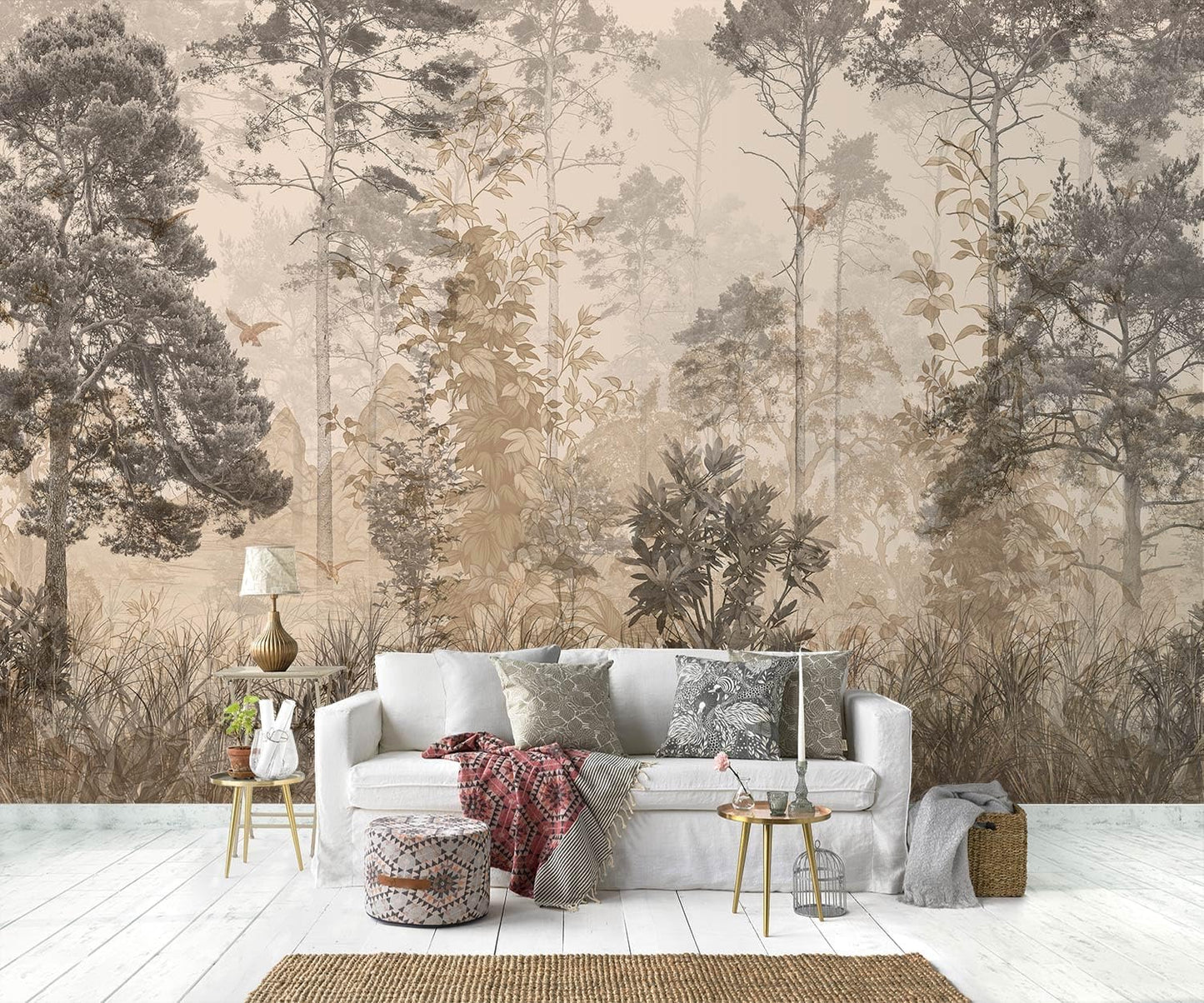 -Vintage Forest Natural Wall Bedroom Mural XT18 M 140" x 91"
