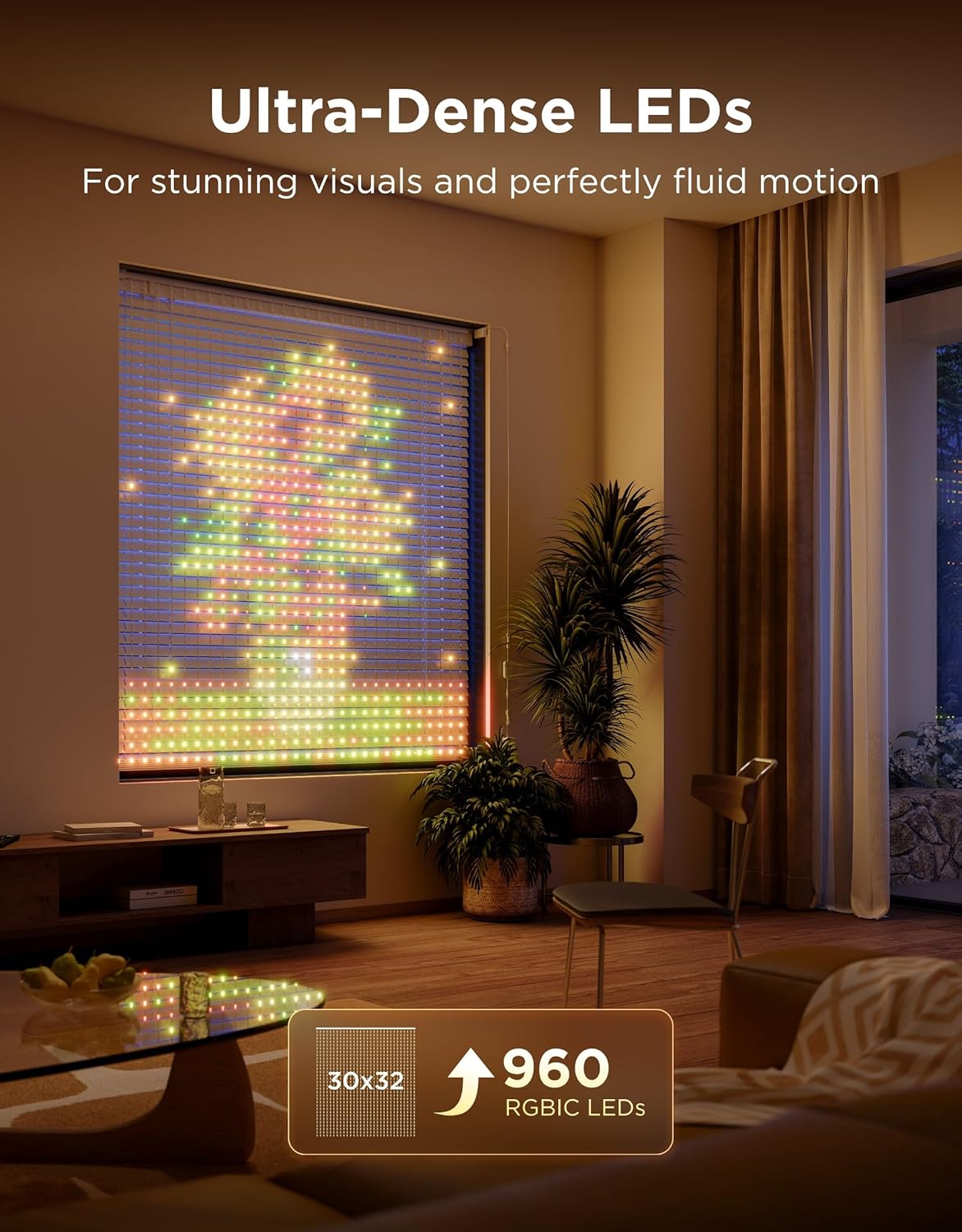 Govee Curtain Lights Pro, Upgraded 960 LEDs Smart Color Changing LED Curtain Lights with AIGC, Dynamic DIY String Lights for Bedroom Living Room Holiday Decor, Outdoor IP67 Waterproof, 5.41×5.77ft