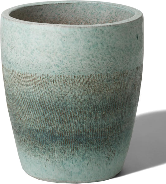 Emissary Bullet 14 in. Coastal Splash Ceramic Round Planter (14 in. L x 14 in. W x 15.5 in. H) with Drainage Hole