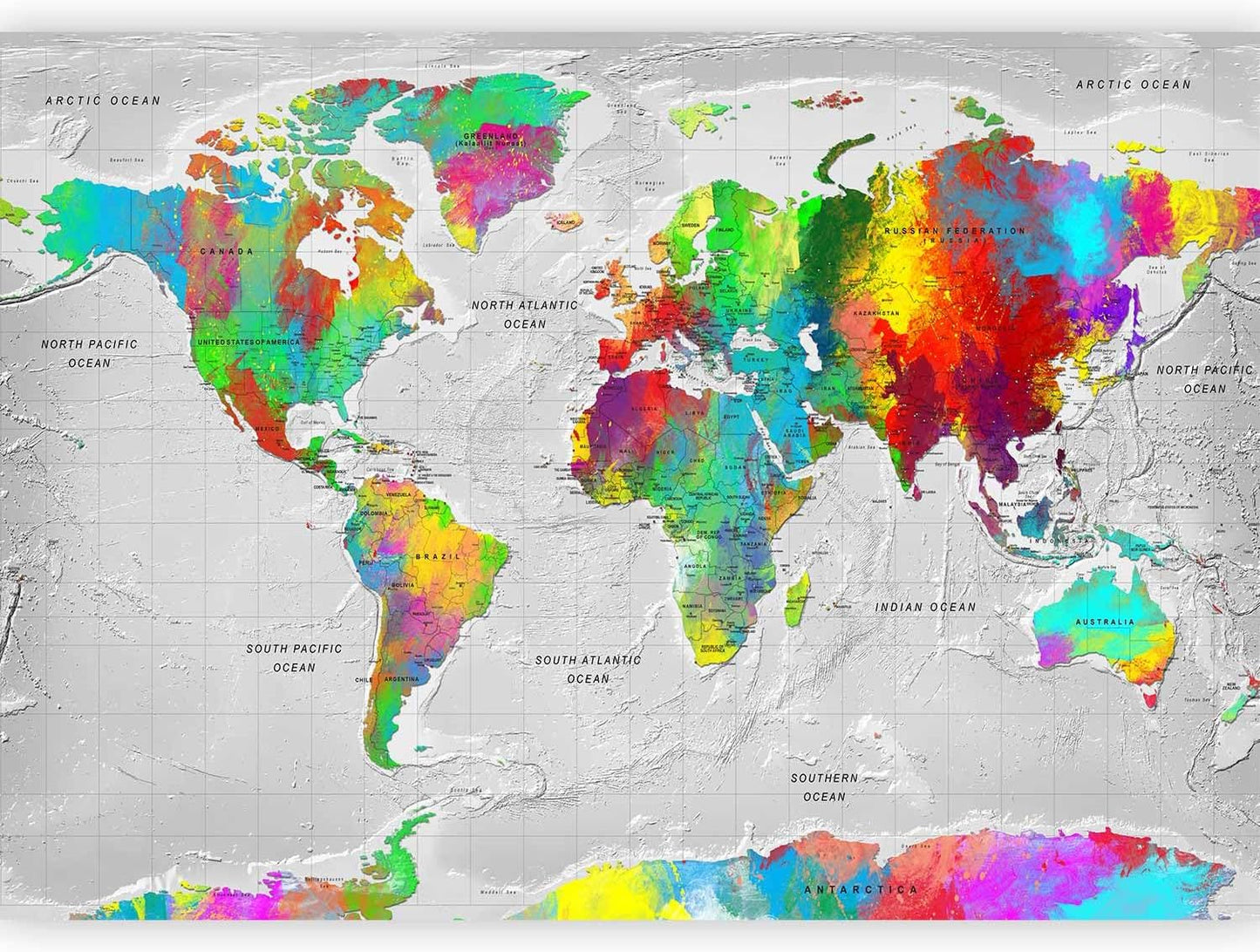 artgeist Wall Mural World Map 118x83 in - XXL Non-woven Wallpaper Fleece Wall Decor Photo Print Picture Image Design Home Map of the world k-A-0128-a-a