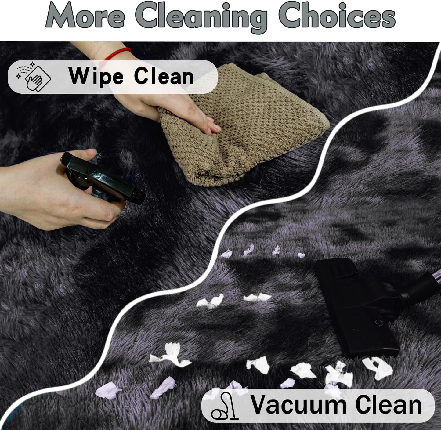 Rezutan Small Area Rug, 2x3 Rug for Bedroom Shaggy Throw Rugs for Dorm Rug, Soft Tie Dyed Carpet for Kids Room, Plush Non-Slip Fluffy Bedside Rug for Home Decor Aesthetic,Black Grey Tie-Dyed