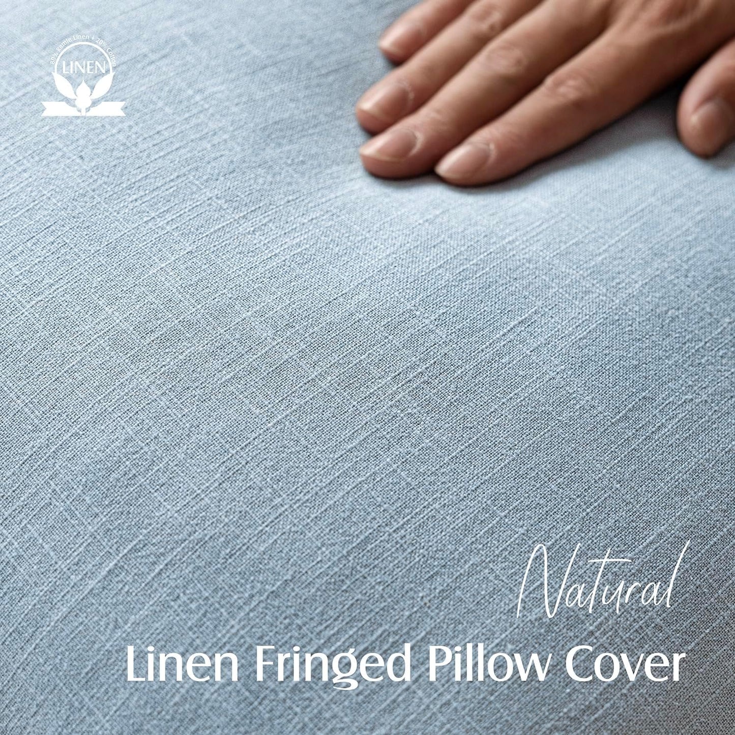 Foindtower Set of 2 Decorative Linen Fringe Throw Pillow Covers Boho Farmhouse Cushion Cover with Tassels Soft Accent Pillowcase for Couch Chair Sofa Bed Living Room Home Decor,22×22 Inch,Sky Blue