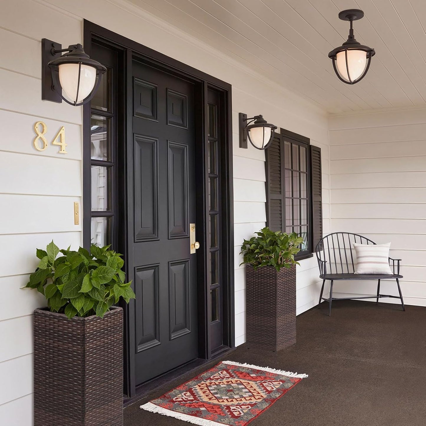 SUNNYPARK 2 Pack Tall Planters for Outdoor Plants Rattan Modern Tall Square Planter Box with Removable Liners Indoor Outdoor Porch Patio Flower Pot (12’’ x 12’’ x 24’’)