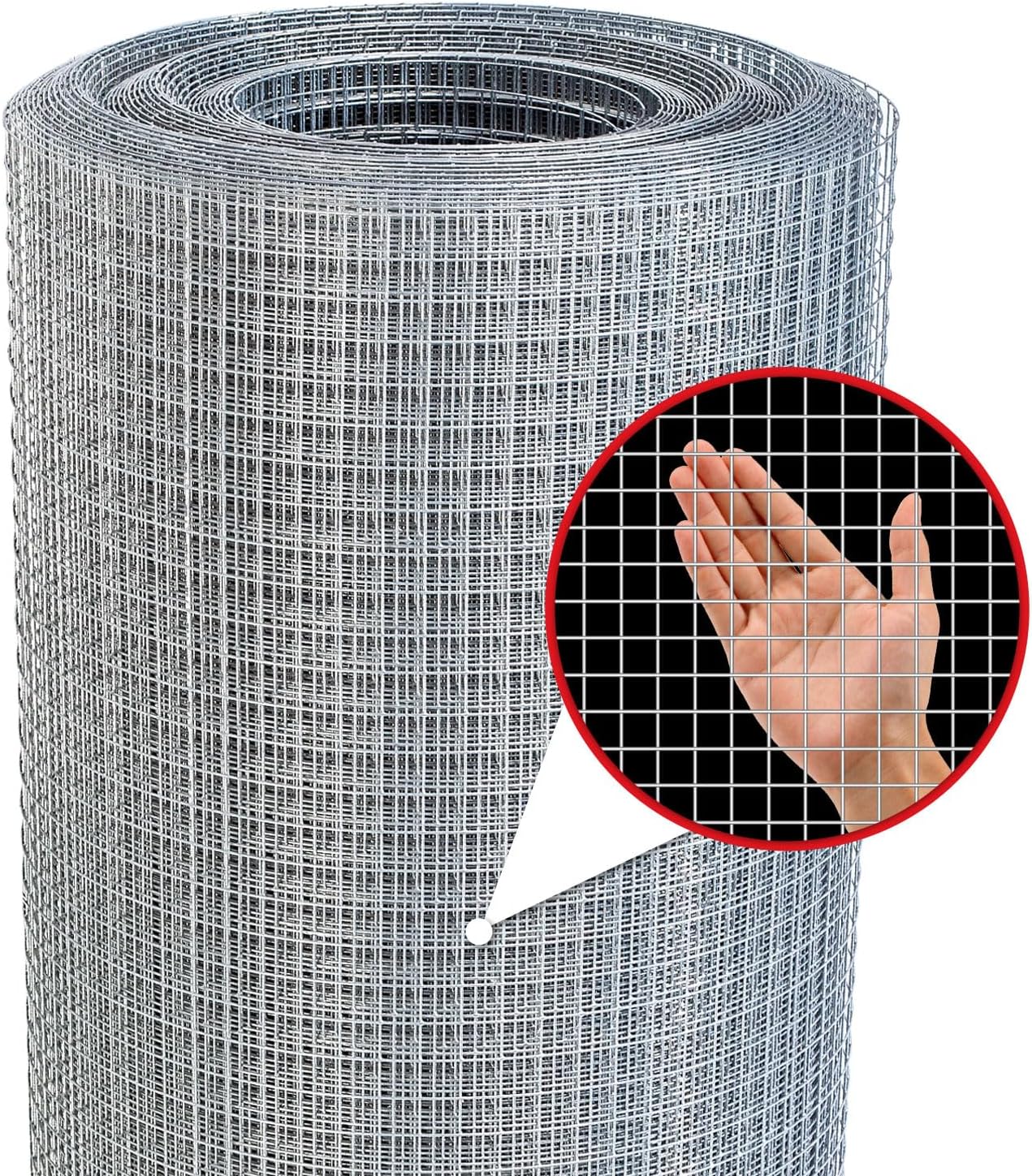 Hardware Cloth,1/2inch 24inx50ft 19 Gauge,Double-Layer Hot-Dip Galvanizing After Welding,Chicken Wire Fence Wire Mesh Fence Poultry Netting Garden Fence Tree Guard Rolls