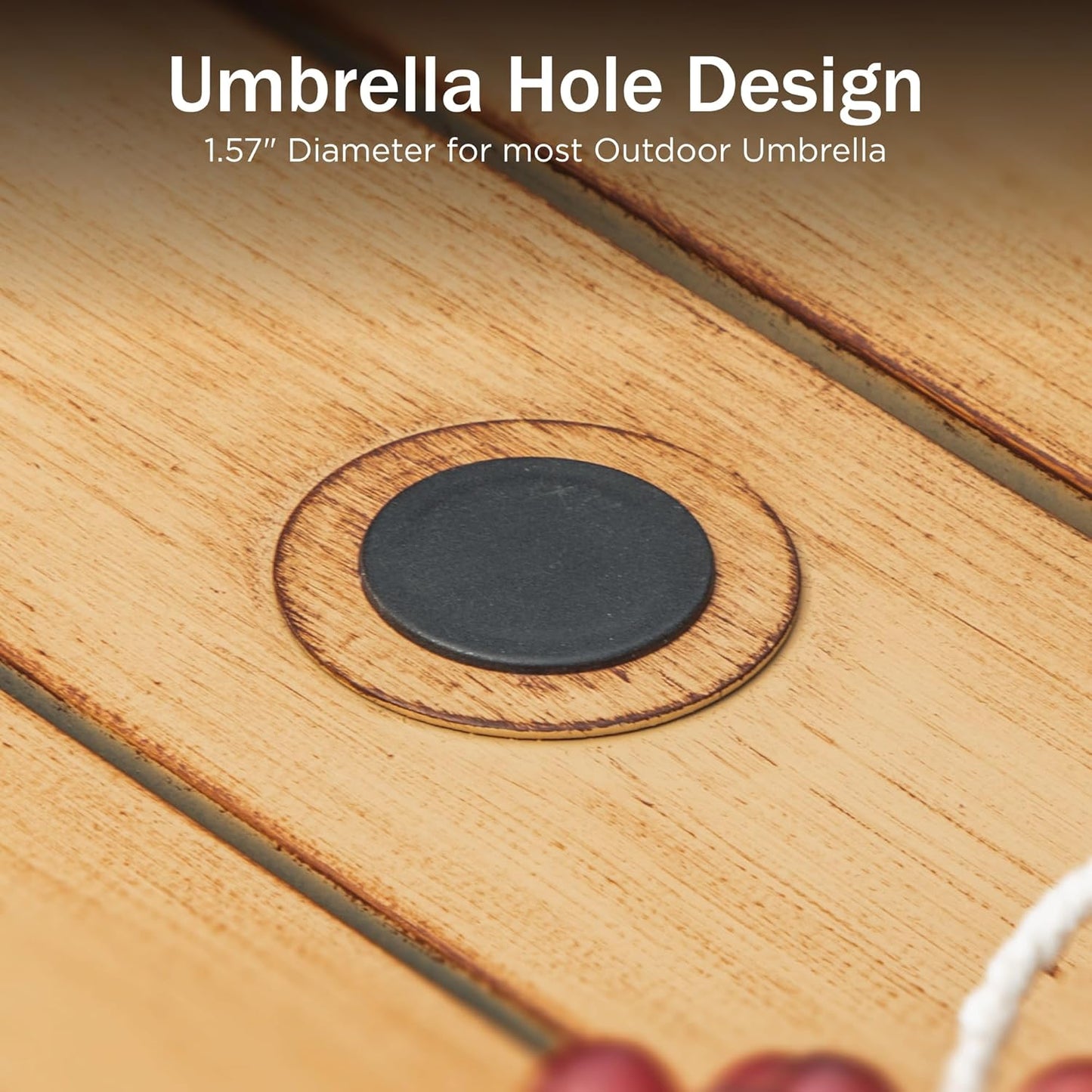 PHI VILLA Bar Height Patio Dining Table, 41" Wood Like Outdoor Bar Table, Rectangle Steel Slatted Bar Dining Table with 1.57" Umbrella Hole for Patio, Garden, Yard, Yellow