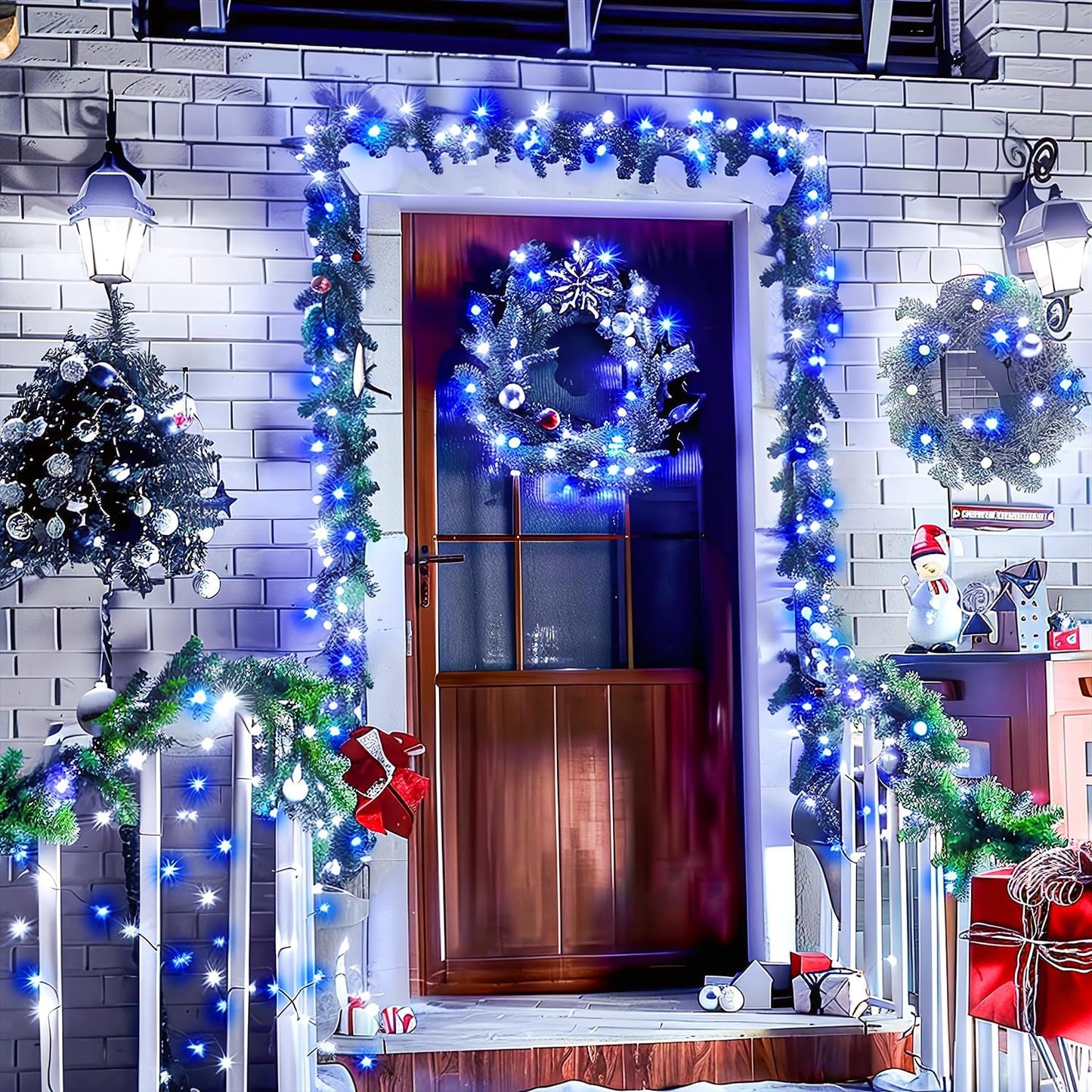 JMEXSUSS 66ft 200 LED Blue and White Christmas Lights, Outdoor Christmas String Lights Plug in, Expandable Christmas Lights for Tree Outside Party Home Decorations, EXS-S-0200