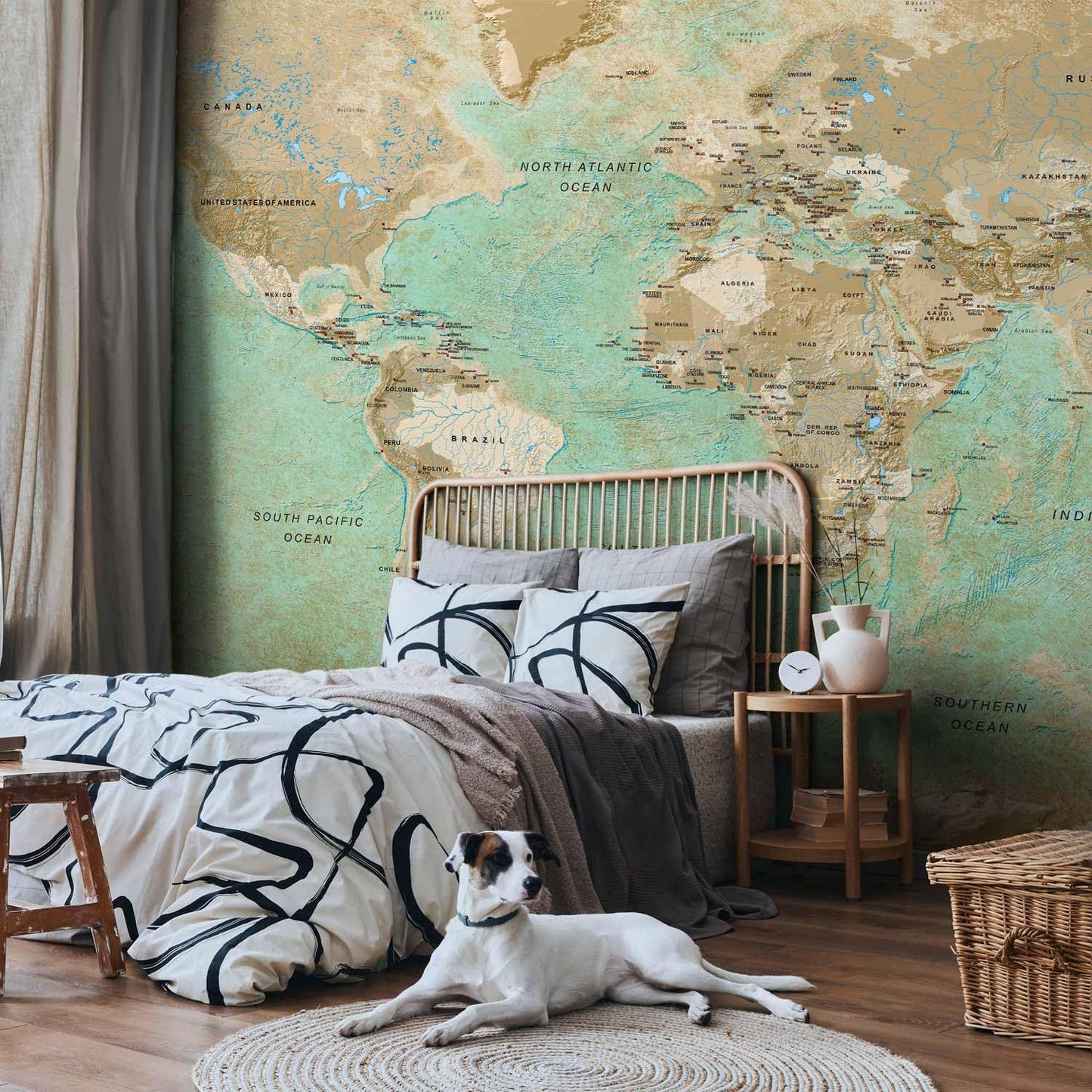 artgeist Wall Mural World Map 193x110 in - XXL Peel and Stick Self-Adhesive Foil Wall Mural Removable Sticker Premium Print Picture Image Design Home Decork-A-0105-x-a