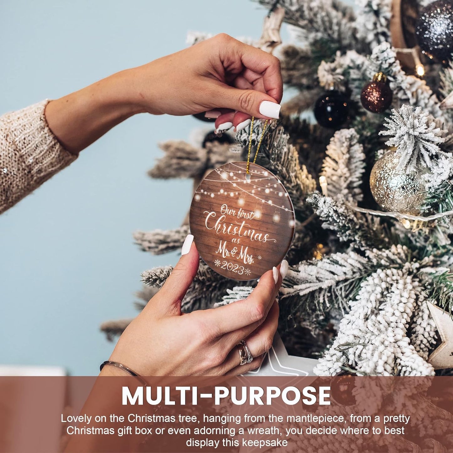 First Christmas Married Ornament 2023 Mr and Mrs Gifts, Wedding Gifts for Couples Unique 2023, Bridal Shower Gift Just Married Ornaments Newlywed Keepsake Gift