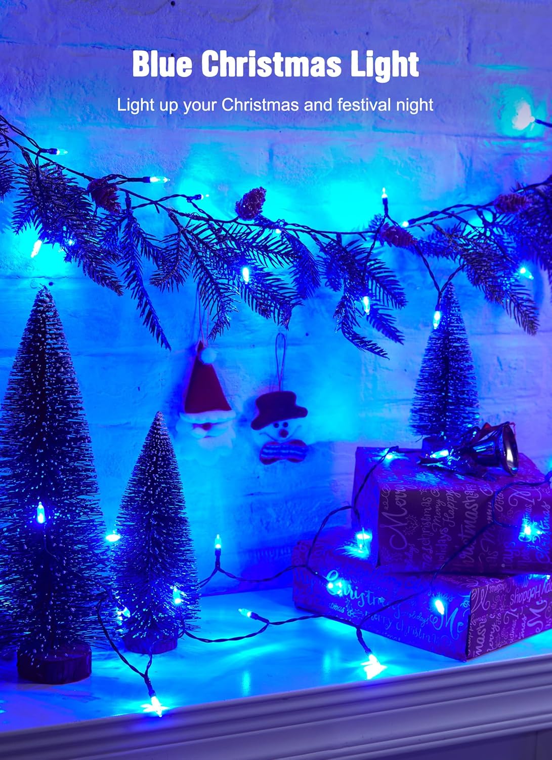 Battery Operated Christmas String Lights, 8ft 20 LED Mini Lights with Timer, Christmas Tree Lights for Indoor Outdoor Bedroom Wedding Party Holiday Xmas Decoration，Blue