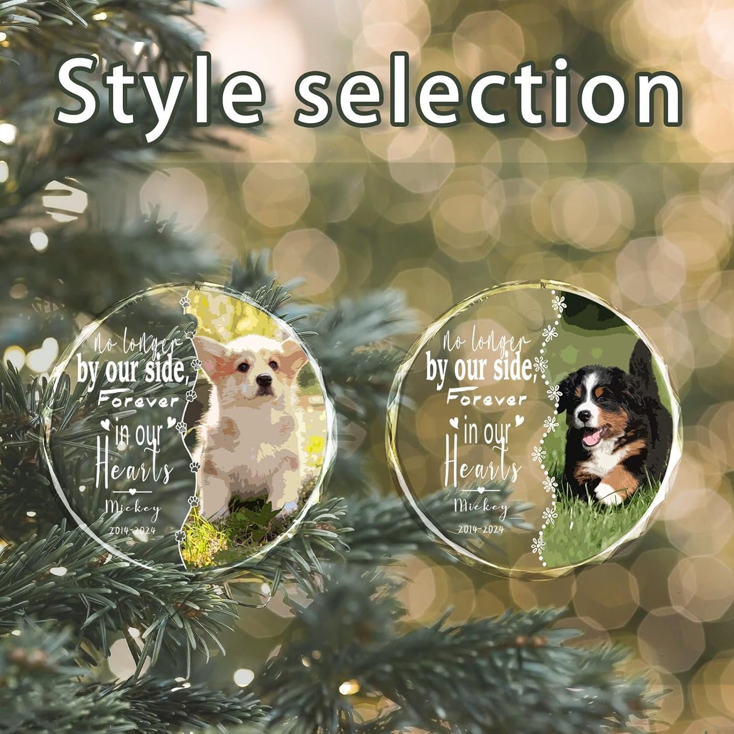 Personalized Glass Ornaments, Custom Glass Ornament with Name/Photo/Date,Customized Gifts for Pet, Round Designs