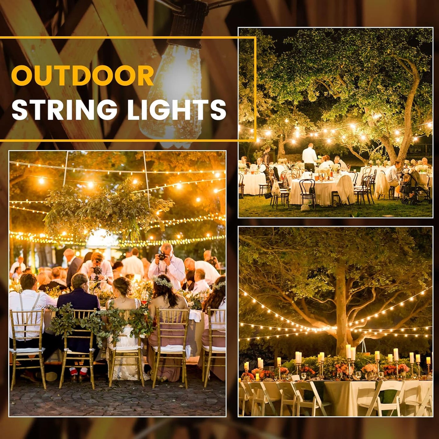 Outdoor String Lights, 150FT LED Patio Lights with 72+3 ST38 Vintage Edison Shatterproof Bulbs, Waterproof Connectable Dimmable Outside Hanging Lights for Backyard Bistro Porch Gazebo(75FTx2)
