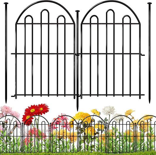 26 Pack Decorative Garden Fence, 26in x 28ft Arched No Dig Animal Barrier Fence for Dog Rabbit, Garden Edging Border, Rustproof Metal Ground Stake Border for Outdoor Yard Patio Decor