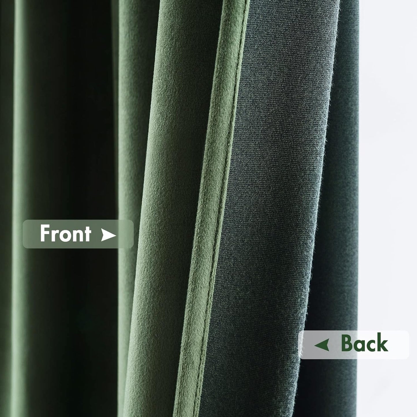 MIULEE Olive Green Velvet Curtains Thermal Insulated Blackout Curtain Drapes for Bedroom Living Room Darkening 72 Inches Long Curtains Panels Rod Pocket Set of 2