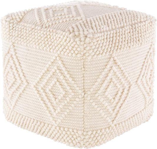 Mark&Day Pouf Ottoman, Prellenkirchen Modern White Cube Pouf Foot Rest for Living Room, Bedroom and Boho Home Decor (18"x18"x18")