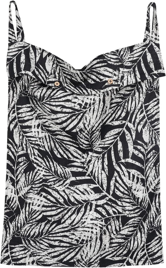 Linen Hanging Laundry Bag, 100% Linen Leaf Print Over The Door Laundry Hamper with Buttons and Zipper, Space Saving Door Hampers for Laundry Dirty Clothes Home Travel, Black, 19.7x27.5inches