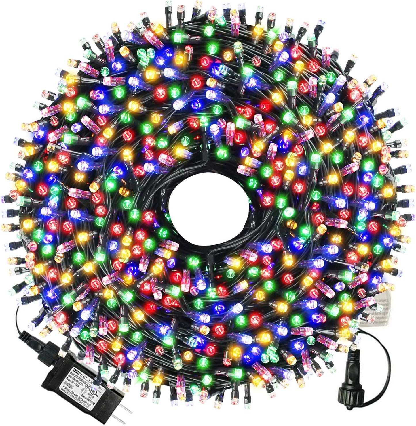 XTF2015 105ft 300 LED Christmas String Lights, End-to-End Plug 8 Modes - UL Certified - Outdoor Indoor Fairy Lights for Tree, Patio, Garden, Party, Wedding, Holiday (Multicolor)