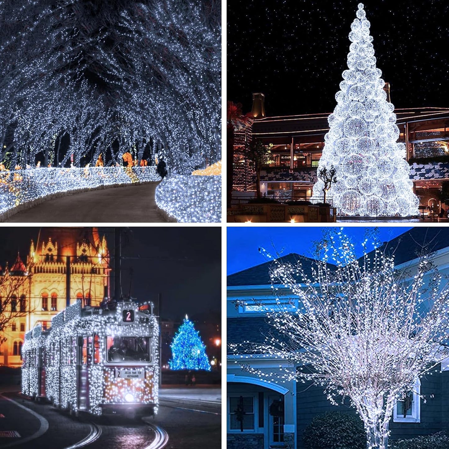 Solar Christmas String Lights Outside, 3 Pack Total 120FT 300 LED Solar Garden Twinkle Light Outdoor, Waterproof with 8 Modes Solar Fairy Lights for Patio Party Wedding Christmas Decor (Cool White)