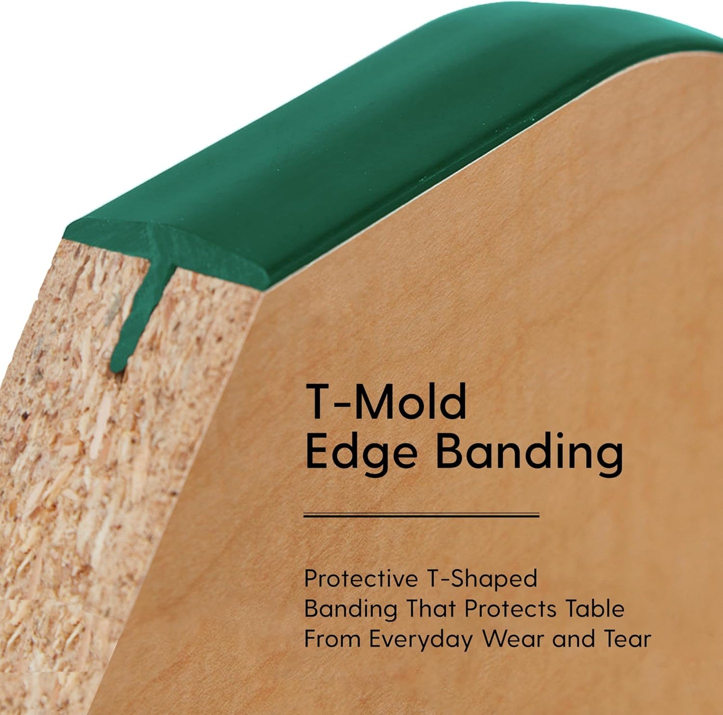 FDP Rectangle Activity School and Kids Classroom Table (24 x 48 inch), Toddler Legs, Adjustable Height 15-24 inches - Maple Top and Green Edge